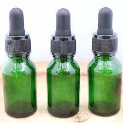 1/2 oz GREEN Glass Bottle with Glass Eye Dropper  - Pack of 