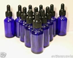1oz Cobalt Blue Glass Bottles with Glass Eye Dropper Pack of