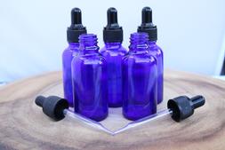 1oz Cobalt Blue Glass Bottles with Glass Eye Dropper Pack of