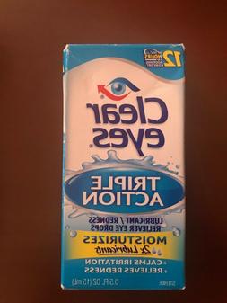 2 PK-CLEAR EYES Triple Action 0.5 fl oz  Lubricant Redness E