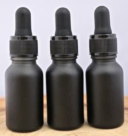 4  -1oz BLACK  Glass Bottles wth Glass Eye Dropper Pack - 4 