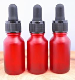 4  -1oz  RED  Glass Bottles with Glass Eye Dropper Pack - 4 
