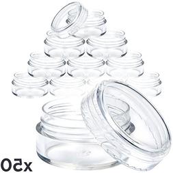 50 New, Clear Pot Jars - 5 Grams. Best Quality Plastic Cosme