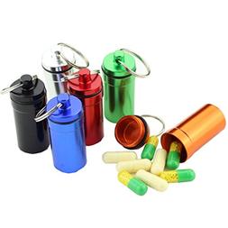 6 Packs Large Aluminum Waterproof Pill Case Keychains for Me