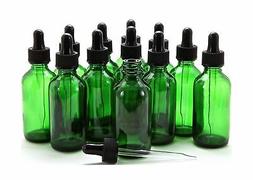 Vivaplex, 12, Green, 2 oz Glass Bottles, With Glass Eye Drop