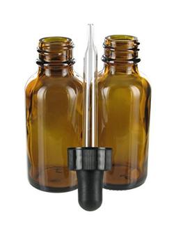 1 Oz  Amber Glass Bottles Boston round with glass eye droppe