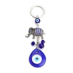 Blue Evil Eye Keychain Ring for Protection and Blessing, Pen