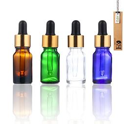 H&D Glass Bottles for Essential Oils with Glass Eye Dropper 
