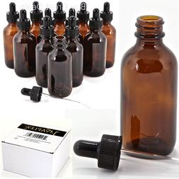 Glass Eye Dropper Bottles 12 Brown Pieces Pack 2 oz Amber Pi