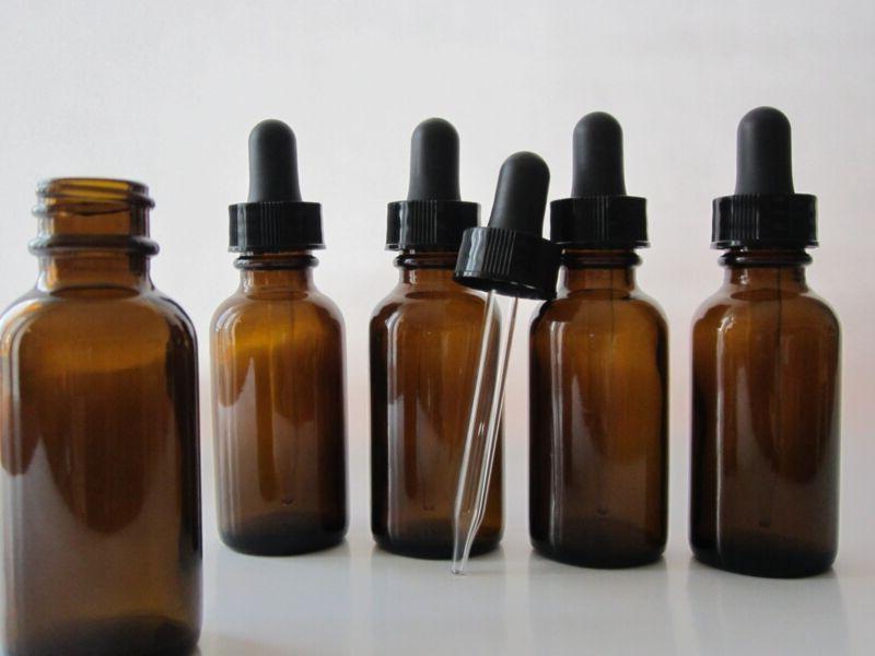 6 Pack Empty Amber Glass Eye Dropper Bottles 1oz Liquid Drop