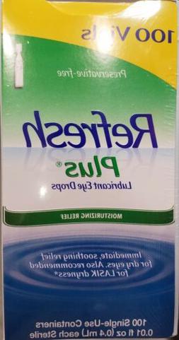 REFRESH PLUS Lubricant Eye Drops, 100 Single Vials *Moisturi