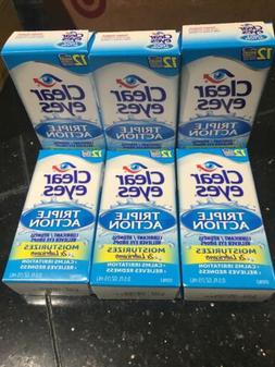 Clear Eyes Triple Action Relief Eye Drops, 0.5oz, 6 Pack exp